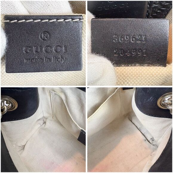 Gucci Chain Mini Shoulder Bag Emily Shima Leather Black 2way Tassel - Picture 10 of 12